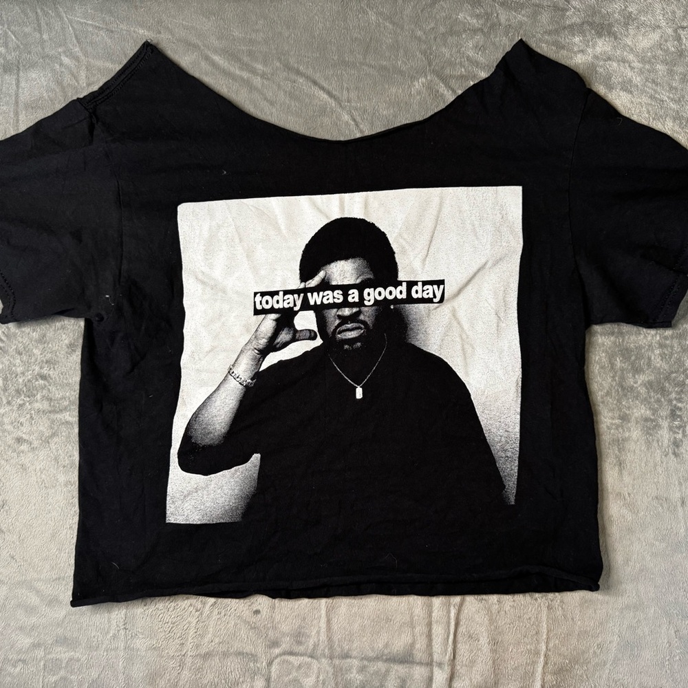 Ice Cube Graphic Cropped Tee with Iconic Print